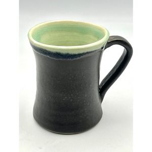 Handmade Pottery Mug Unique Ceramic Coffee Cup Tea Mug Green Interior